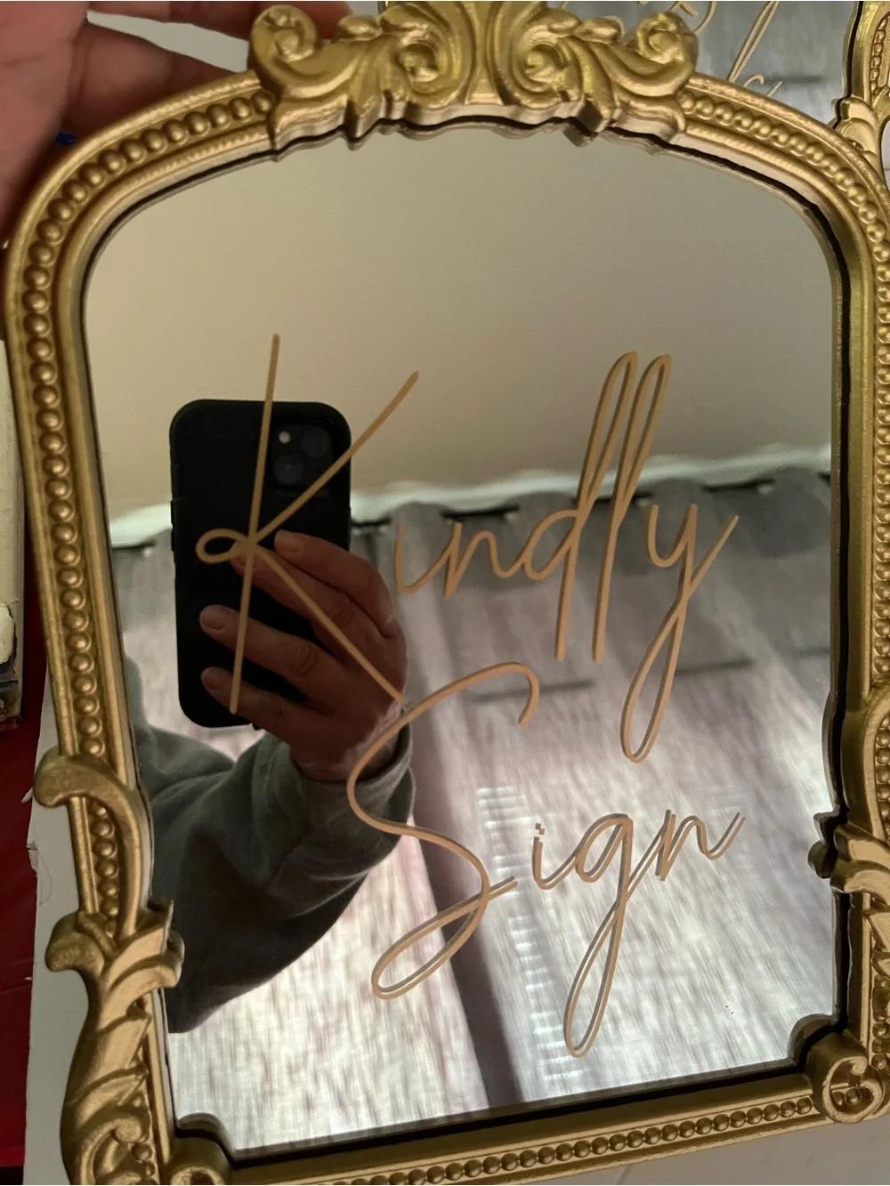 Mirrored Gold Ornate Decorative Wedding Signs Party Decoration- Set of 3